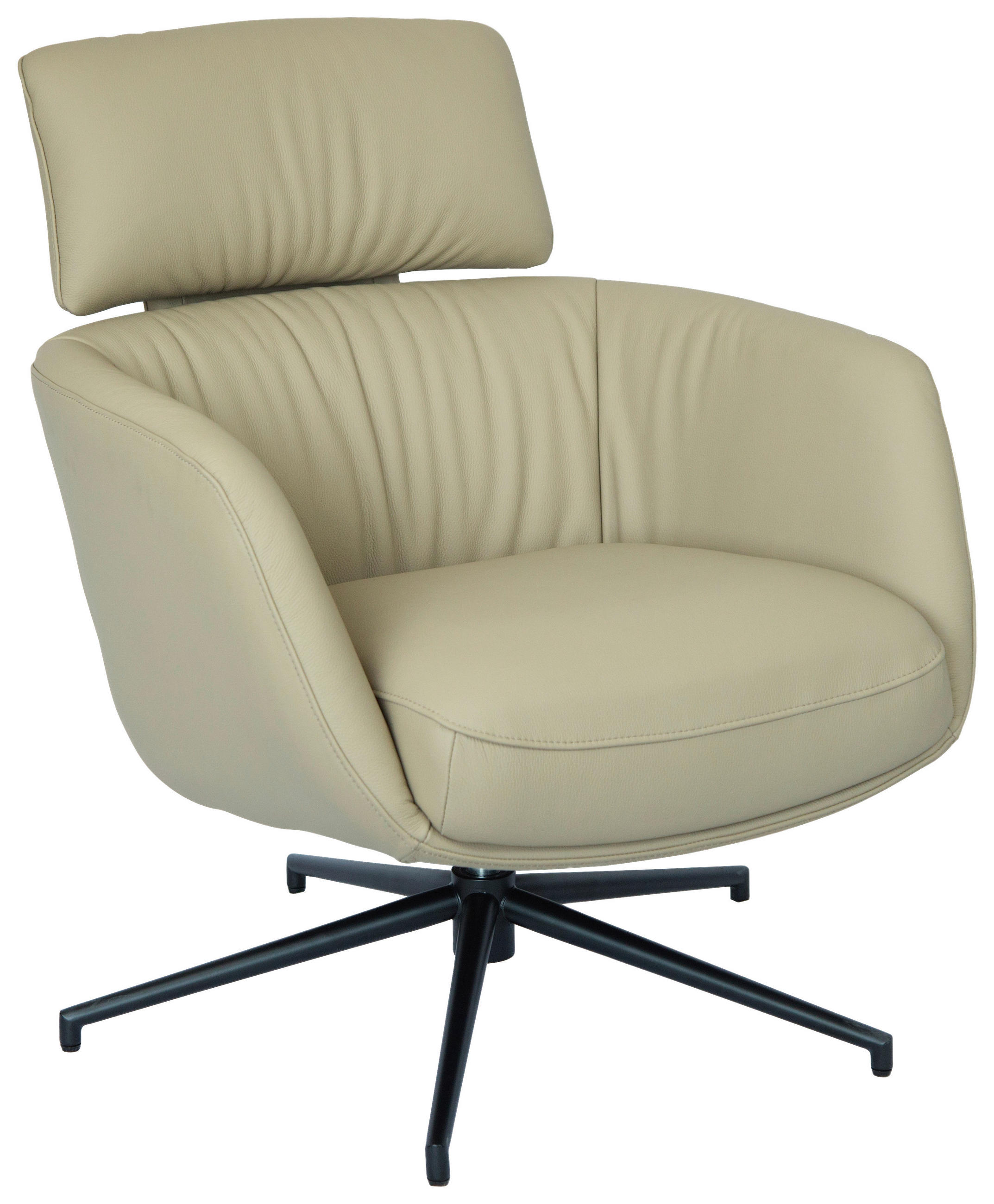 RELAXSESSEL Echtleder    - Hellbraun/Schwarz, Design, Leder/Metall (73/86/83cm) - Dieter Knoll