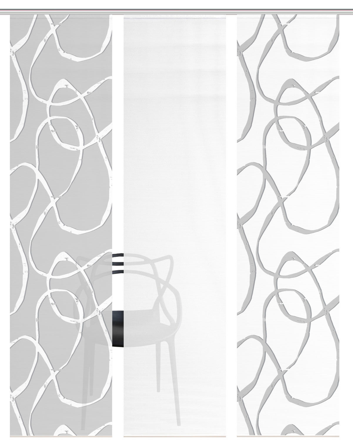 FLÄCHENVORHANG  3 Stück  blickdicht  60/260 cm   - Hellgrau/Weiß, KONVENTIONELL, Textil (60/260cm)