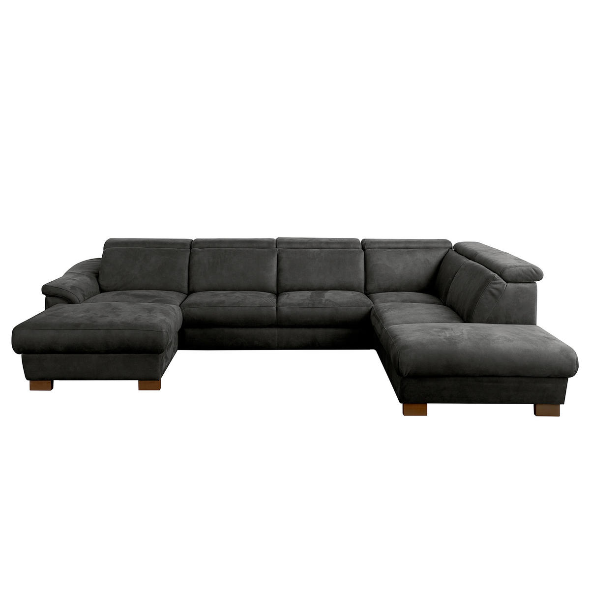 WOHNLANDSCHAFT Mikrofaser Anthrazit  - Wengefarben/Anthrazit, Design, Holz/Textil (238/347/273cm) - Livetastic