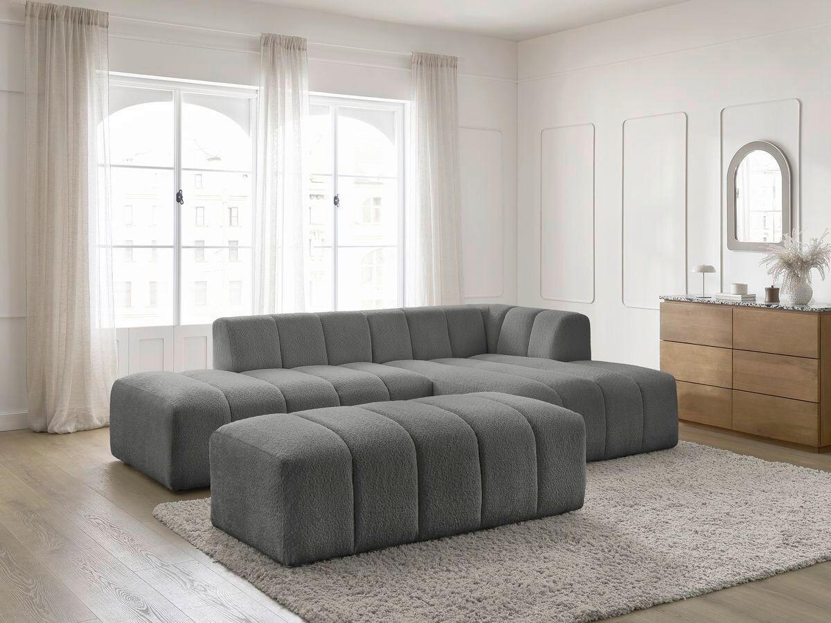 ECKSOFA  ANNECY Dunkelgrau Bouclé  - Dunkelgrau/Schwarz, MODERN, Kunststoff/Textil (262/170cm)