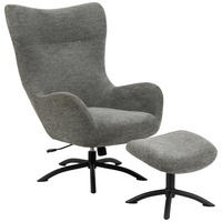 SESSELSET Flachgewebe Anthrazit  - Anthrazit/Schwarz, Design, Textil/Metall (76/105/86cm) - MID.YOU