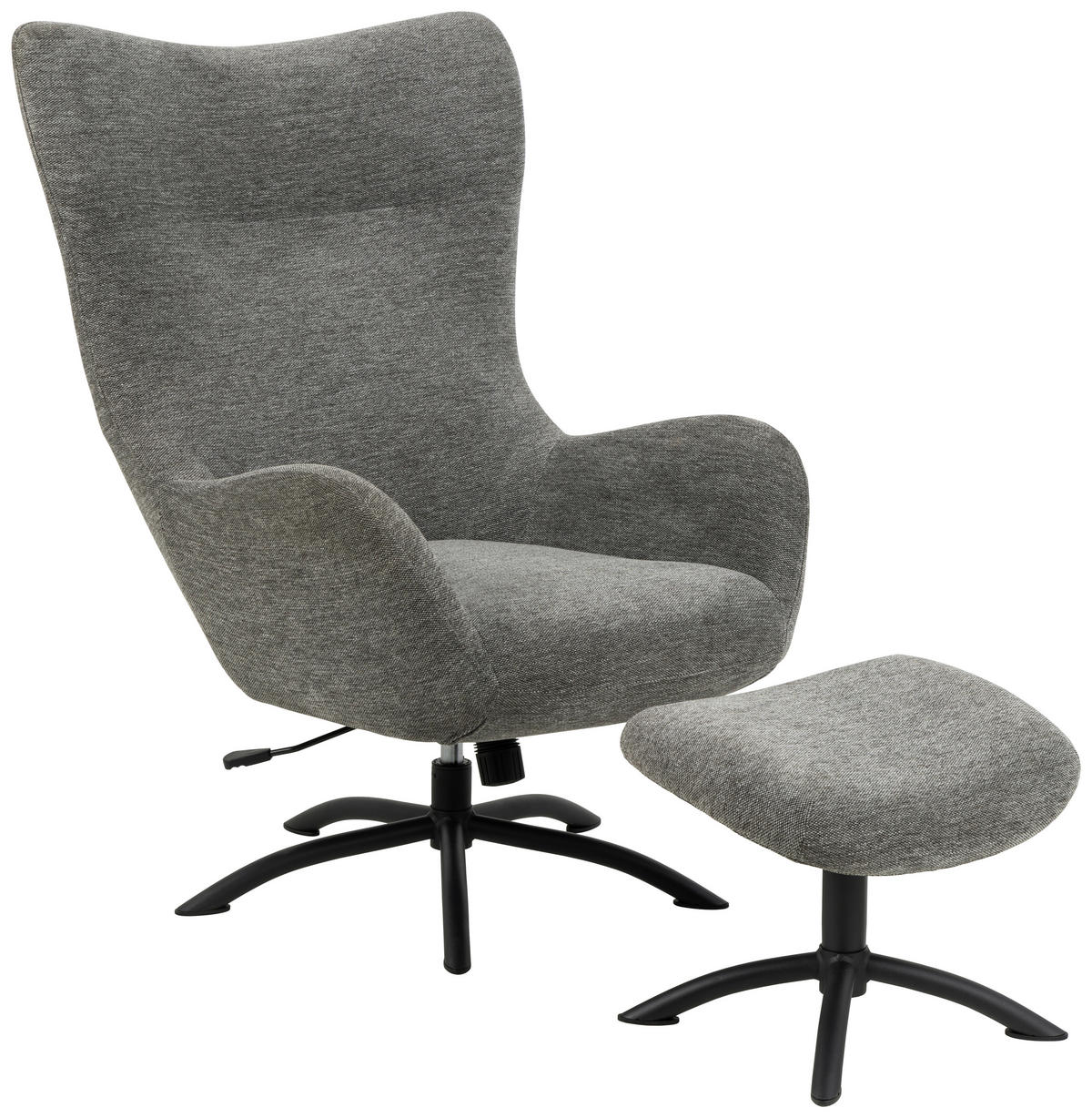 SESSELSET Flachgewebe Anthrazit  - Anthrazit/Schwarz, Design, Textil/Metall (76/105/86cm) - MID.YOU