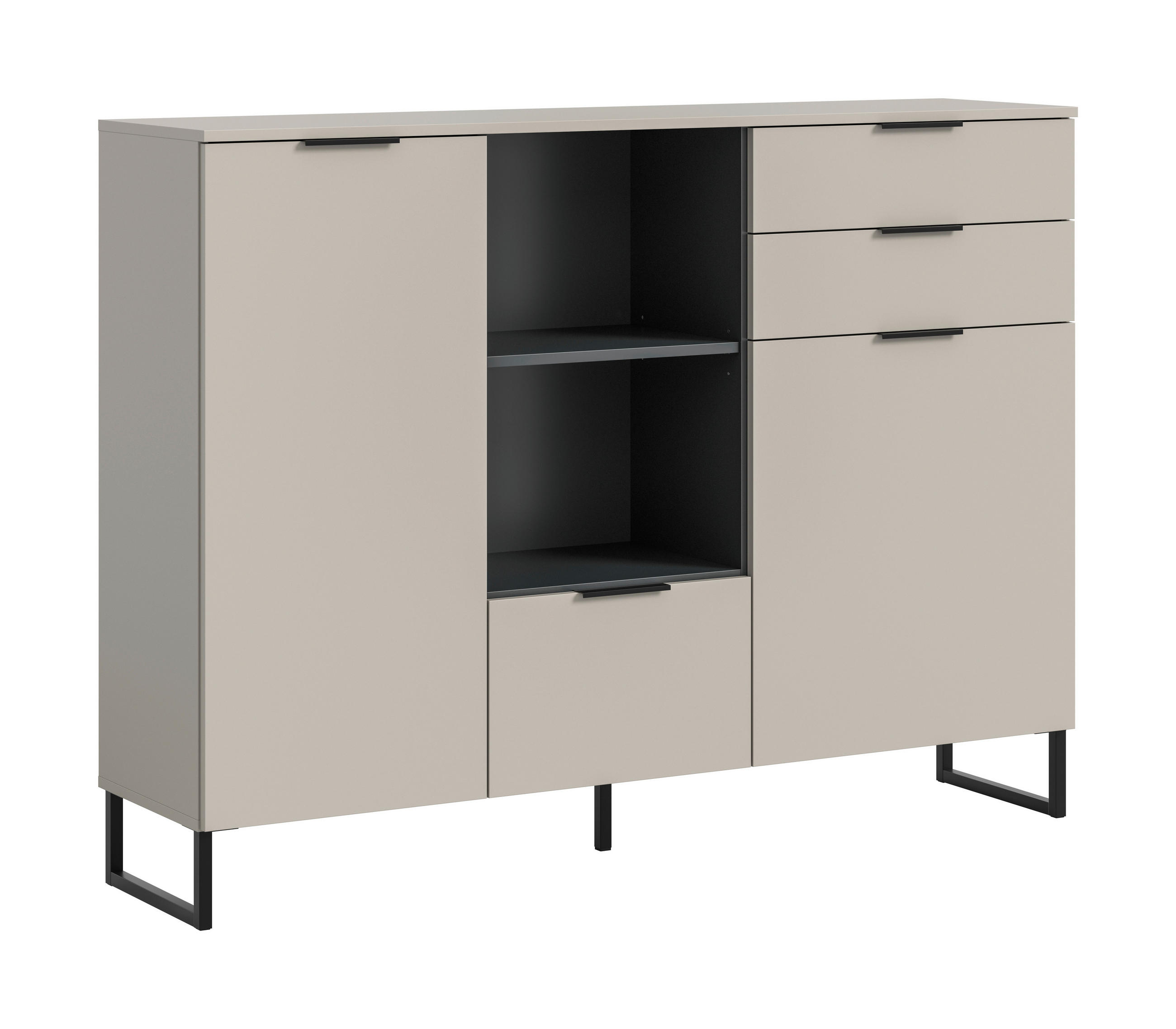 Livetastic Highboard Schwarz, Kaschmir 150x112x37 cm