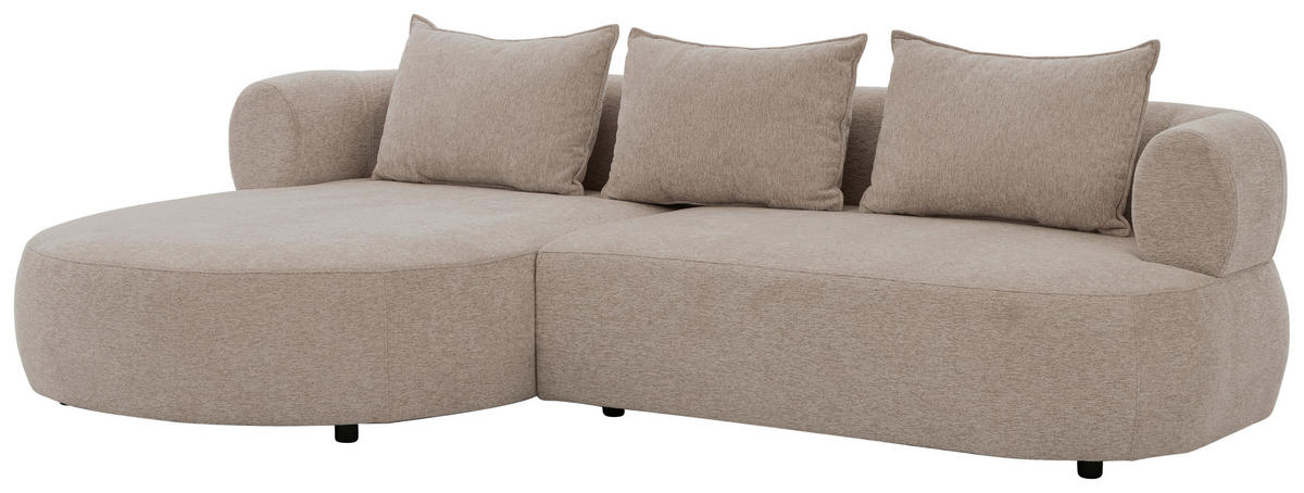 ECKSOFA FERRO Hellbraun Chenille  - Hellbraun/Schwarz, Design, Kunststoff/Textil (156/256cm) - Livetastic