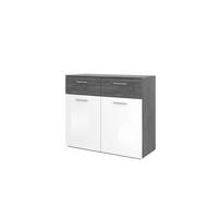 KOMODA   100/85/38 cm   antracit, bijela visoki sjaj  - srebrne boje/bijela visoki sjaj, Konvencionalno, drvni materijal/plastika (100/85/38cm) - MID.YOU