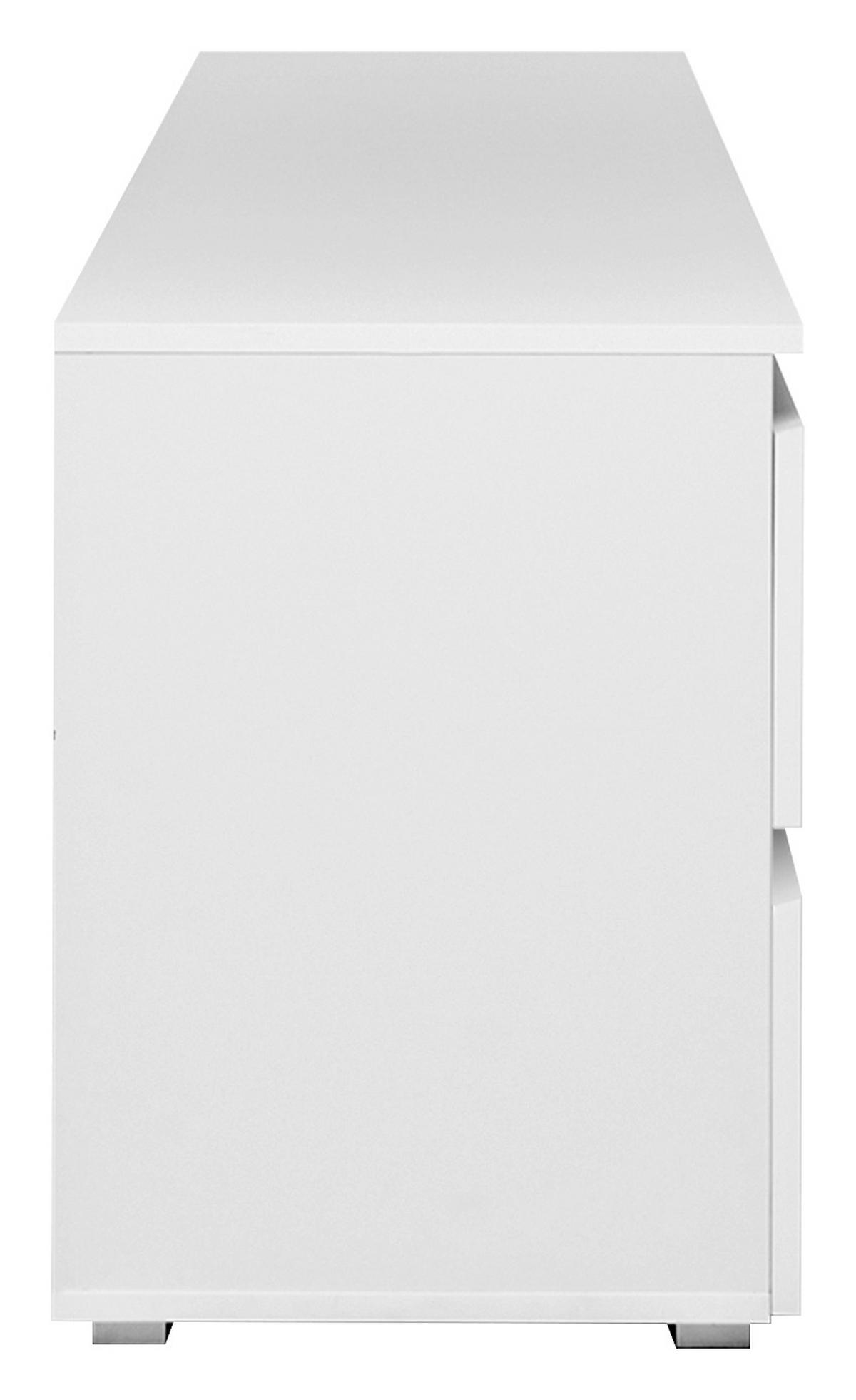 NÍZKA KOMODA, biela, 160/55/40 cm - biela/strieborná, Konventionell, kompozitné drevo (160/55/40cm) - MID.YOU