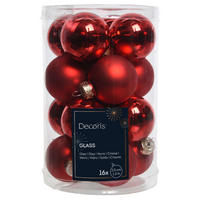 CHRISTBAUMKUGEL-SET 3,5 cm 16-teilig  - Rot, LIFESTYLE, Glas (3,5cm)