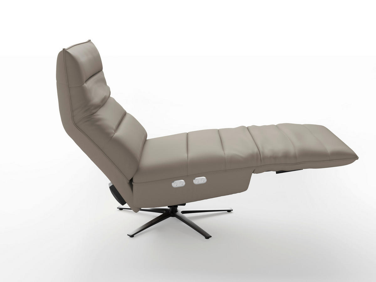 RELAXSESSEL in Leder Grau  - Schwarz/Grau, Basics, Leder/Metall (80/109/98cm) - Sit & More