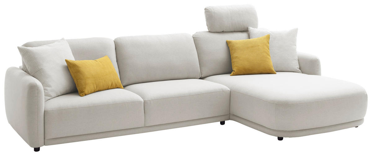 ECKSOFA  in Chenille Naturfarben  318/188 cm  - Schwarz/Naturfarben, Design, Kunststoff/Textil (318/188cm) - Schöner Wohnen