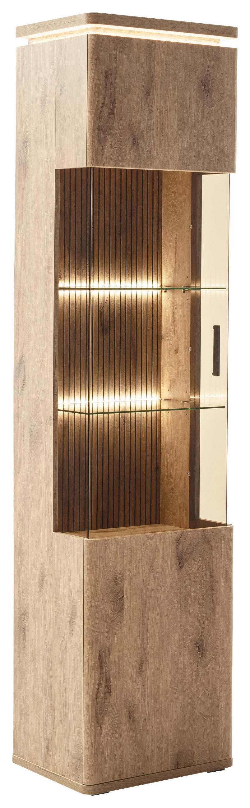 VITRINE  in Eichefarben - Eichefarben/Anthrazit, KONVENTIONELL, Glas/Holzwerkstoff (50/208/38cm) - Cantus