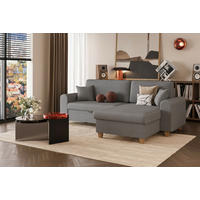 ECKSOFA CORD Grau Velours  - Beige/Buchefarben, Design, Holz/Textil (237/124cm) - MID.YOU