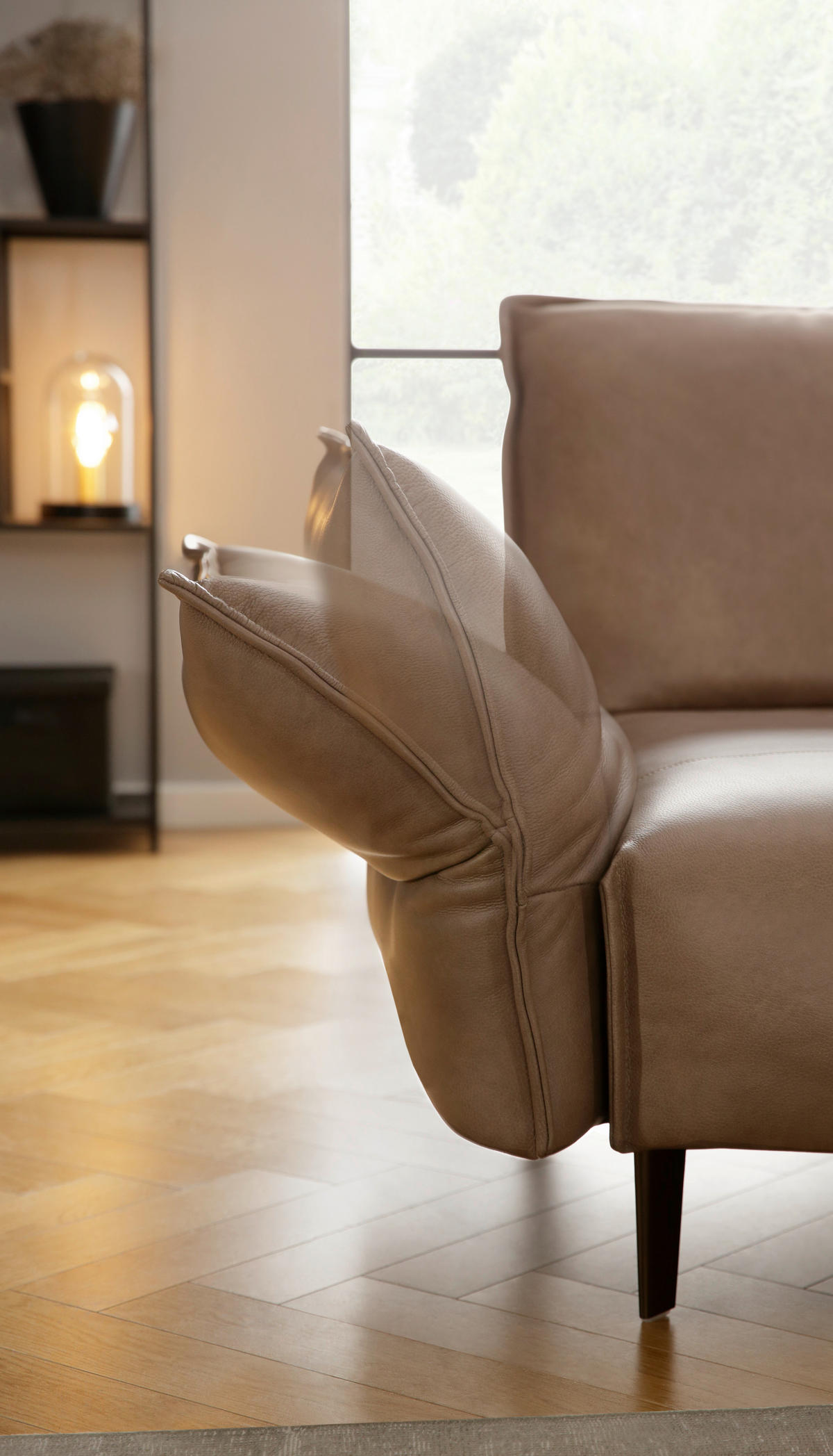ECKSOFA in Echtleder Sandfarben  340/272 cm  - Sandfarben/Schwarz, Design, Leder/Metall (340/272cm) - W.Schillig