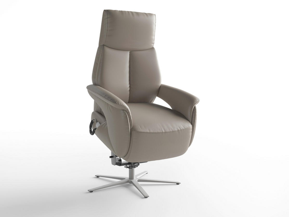 RELAXSESSEL TV LAZY E XS1 Echtleder Kopfteilverstellung, Rücken echt    - Silberfarben/Grau, Basics, Leder/Metall (75/110/85cm) - Sit & More