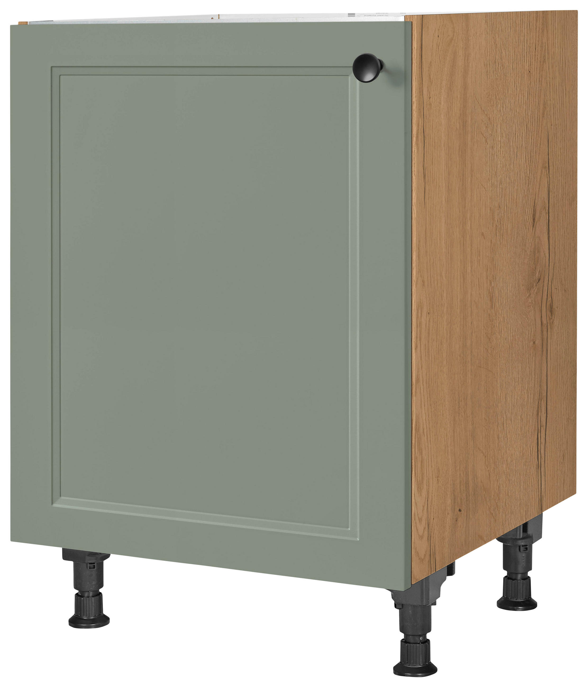 SPÜLENUNTERSCHRANK 60/87/56 cm in Grün, Eichefarben - Eichefarben/Schwarz, MODERN, Holzwerkstoff/Metall (60/87/56cm) - Nobilia