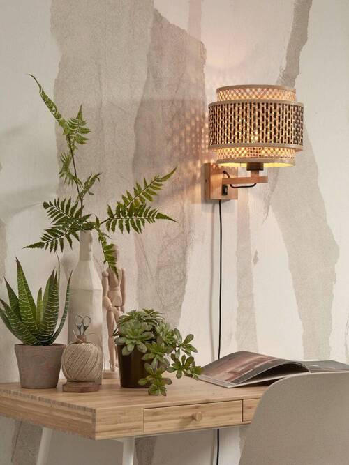 WANDLEUCHTE - Schwarz/Naturfarben, Trend, Holz (25/29/25cm) - Good & Mojo