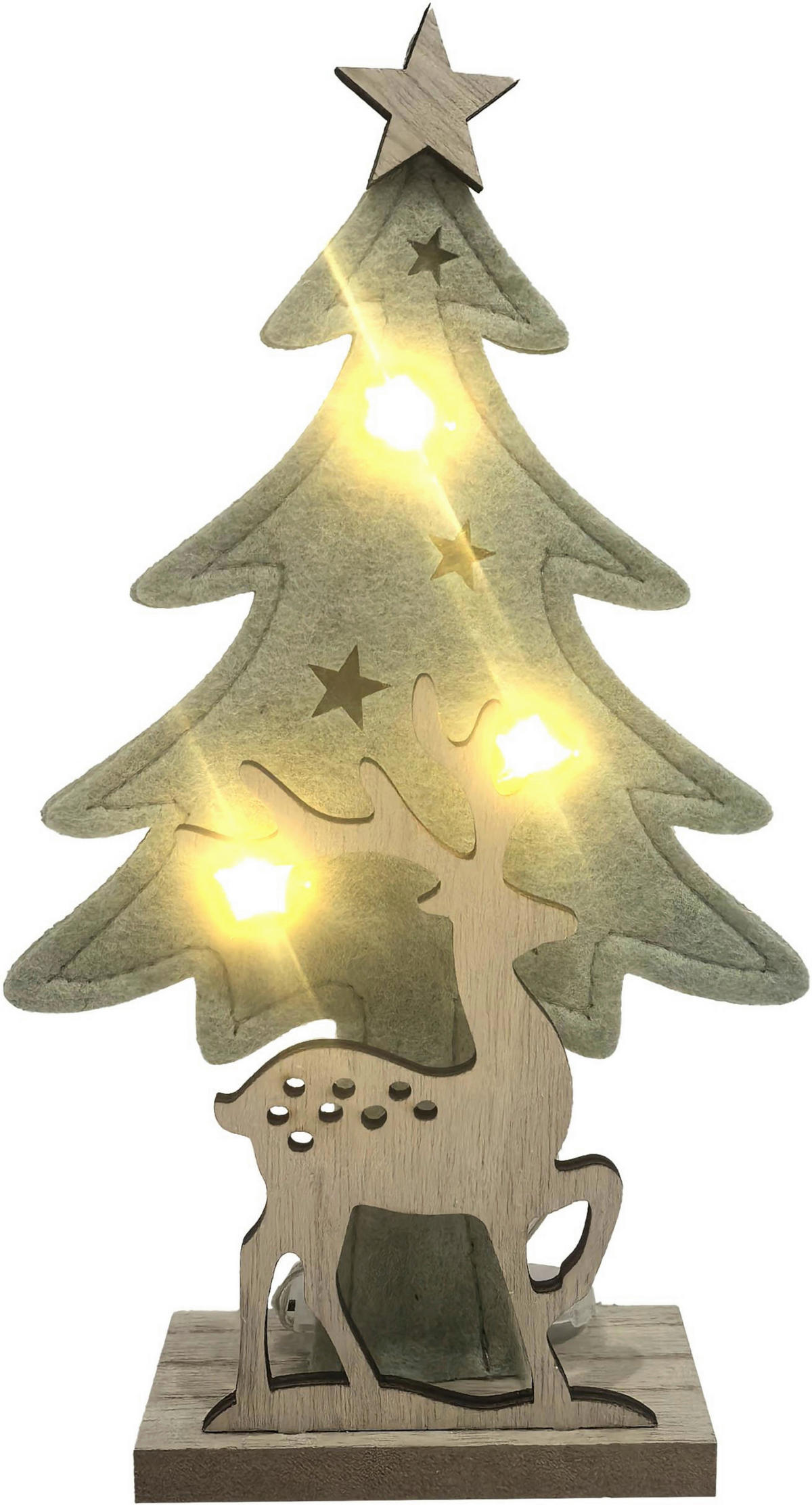 KARÁCSONYI FIGURA - natúr színű/zöld, Lifestyle, faalapú anyag/textil (13/23/5,5cm) - X-Mas