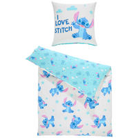 JUGENDBETTWÄSCHE STITCH, I LOVE Polycotton 135/200 cm  - Türkis/Blau, Trend, Textil (135/200cm) - Disney