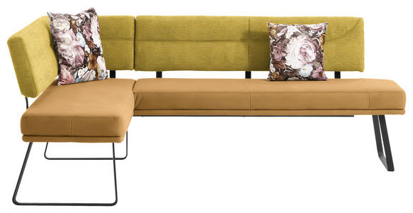 ECKBANK 169/225 cm in Gelb, Schwarz - Gelb/Schwarz, Design, Textil/Metall (169/225cm) - Dieter Knoll