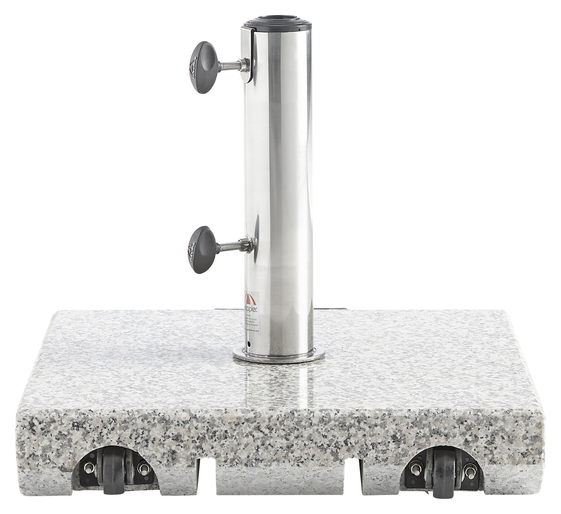 Thumbnail - Doppler Sonnenschirmständer, Grau, Stein, 45x6.5x45 cm, Zugstange, Transportgriff, Einsätze für unterschiedliche Rohrstä...