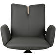 ARMLEHNSTUHL  Sitzfläche 360° drehbar, automatische Rückholfunktion  Echtleder  - Anthrazit/Schwarz, Design, Leder/Holz (62/87/63cm) - Valnatura