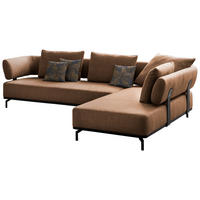 ECKSOFA in Flachgewebe Honig  - Schwarz/Honig, Design, Textil/Metall (302/237cm) - Dieter Knoll