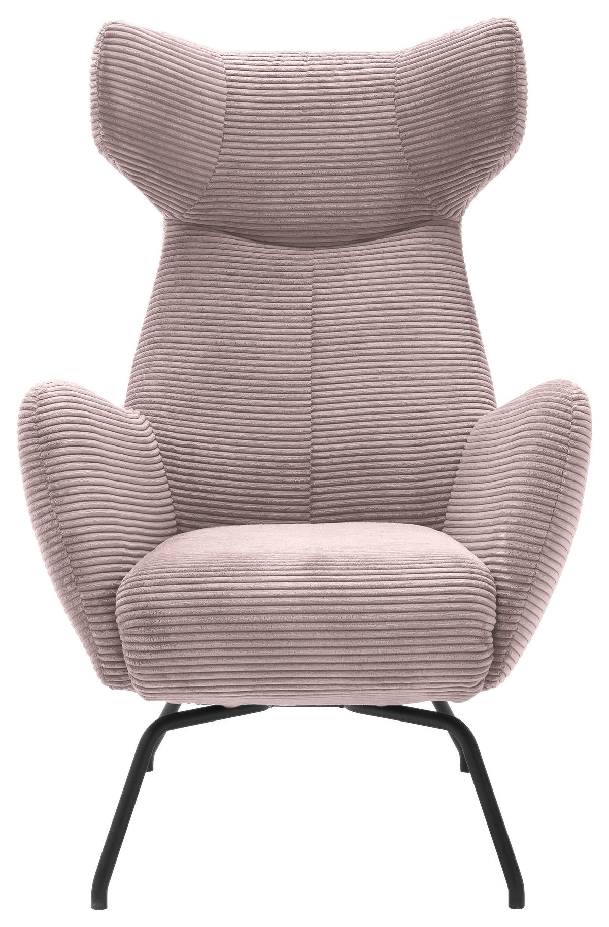 OHRENSESSEL in Cord Rosa  - Schwarz/Rosa, Design, Textil/Metall (79/117/82cm) - Lomoco