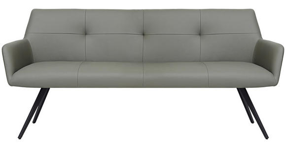 SITZBANK 200/87,5/65 cm in Anthrazit, Schwarz - Anthrazit/Schwarz, Design, Leder/Metall (200/87,5/65cm) - Novel