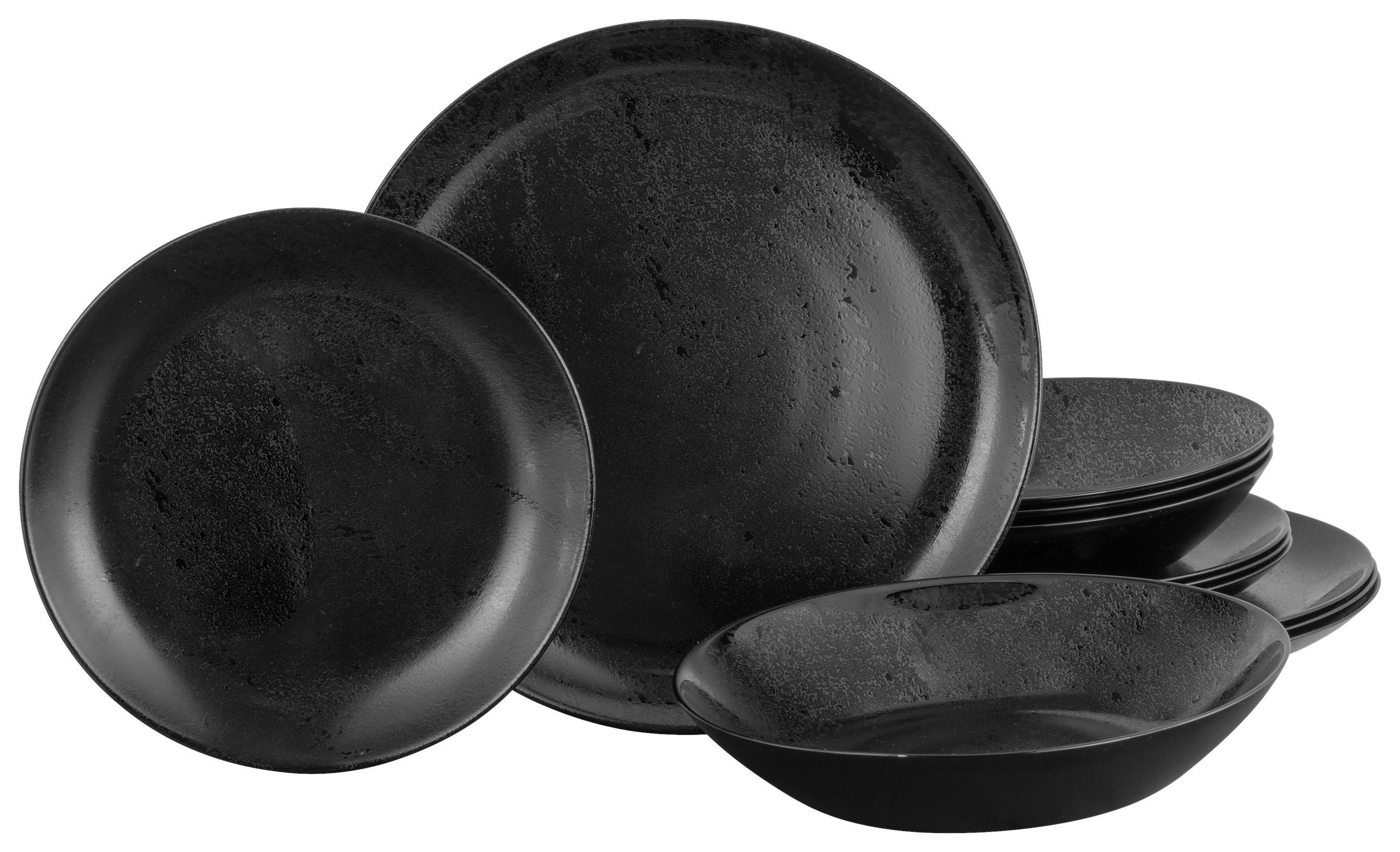 JEDÁLENSKÝ SERVIS Diana 12-dielne  - čierna, Basics, sklo - Creatable