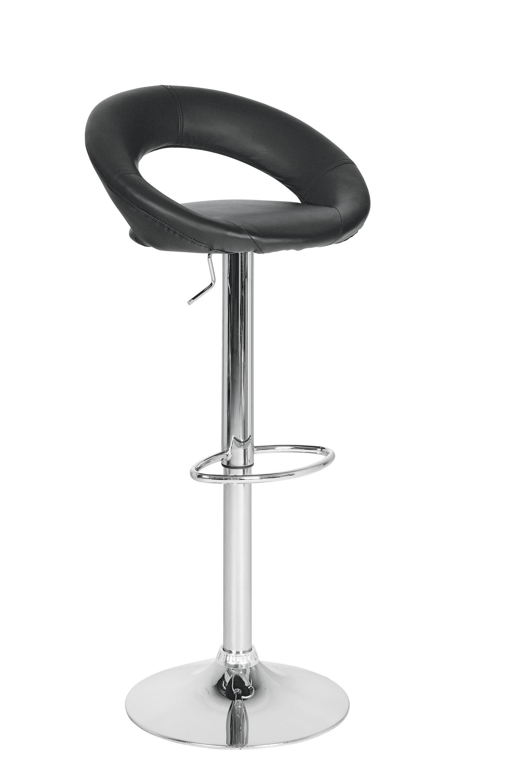 Scaun de bar in metal, textil negru, culoare crom  - culoare crom/negru, Design, metal/textil (54/81,5-103,5/50,50cm) - Carryhome
