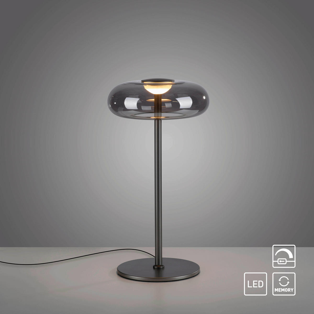 LED-TISCHLEUCHTE SW POSH 22/22/45 cm   - Grau, Design, Glas/Kunststoff (22/22/45cm) - Schöner Wohnen
