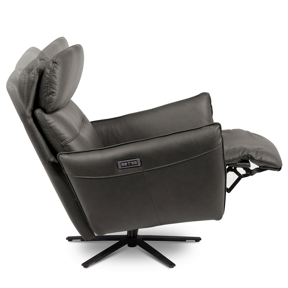 RELAXSESSEL in Leder Anthrazit  - Anthrazit/Schwarz, Design, Leder/Metall (77/107/88cm) - Livetastic