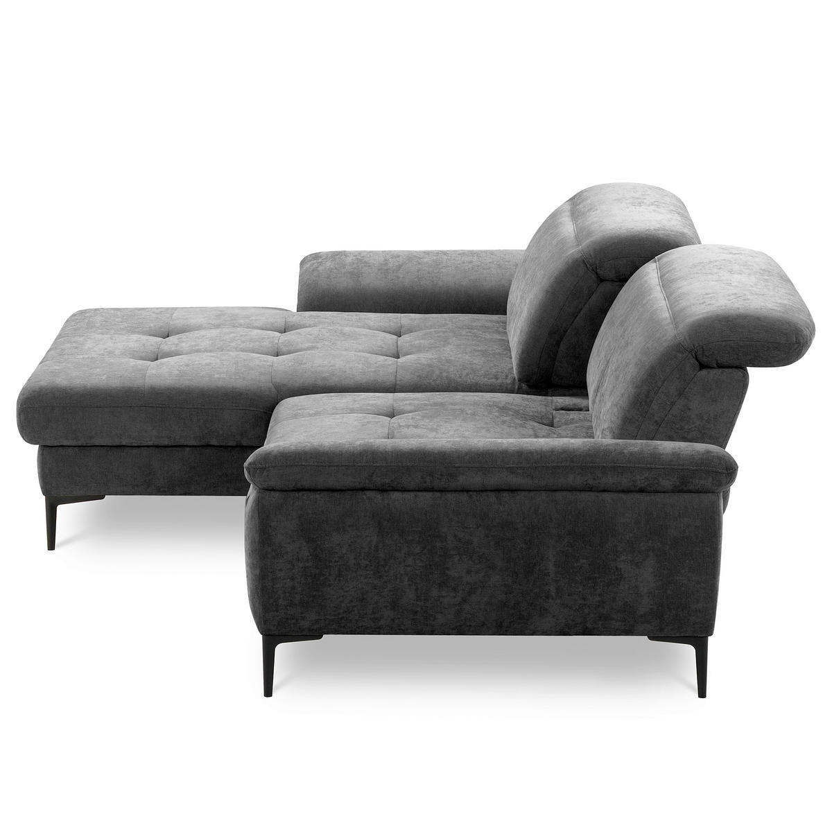 ECKSOFA  Webstoff Schwarz  - Schwarz, Design, Textil/Metall (195/268cm) - Livetastic