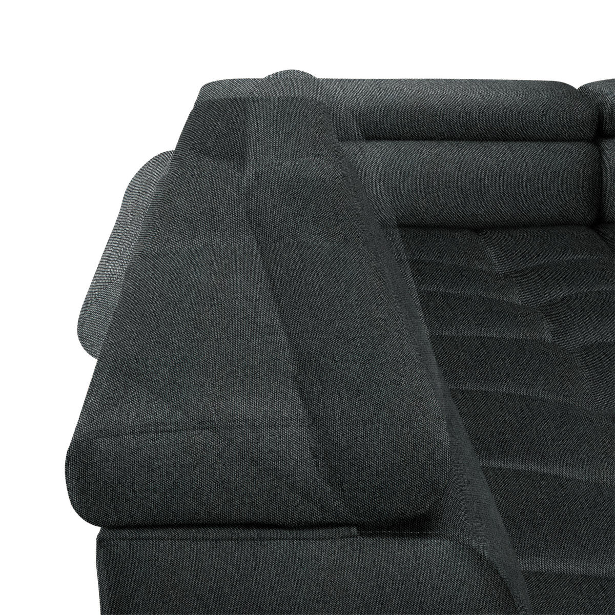 WOHNLANDSCHAFT Graphitfarben Webstoff  - Schwarz/Graphitfarben, Design, Textil/Metall (216/385/177cm) - Welnova