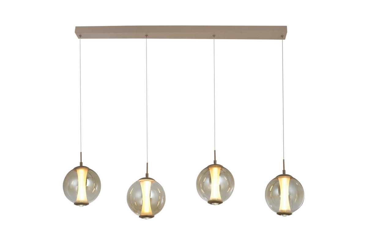 LED-HÄNGELEUCHTE Orleans 120/150/18 cm  - Sandfarben, Design, Glas/Metall (120/150/18cm)