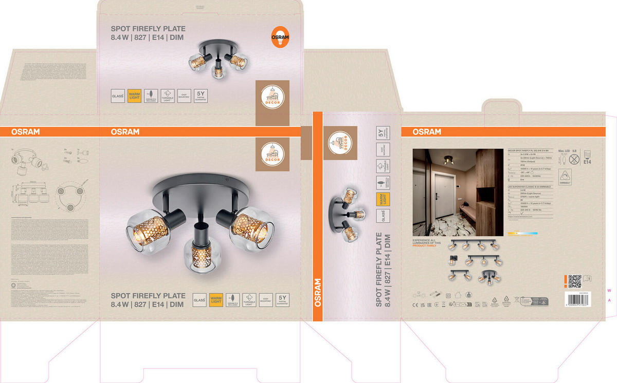 LED-STRAHLER 36.5/17.6 cm   - Schwarz, Basics, Glas/Metall (36.5/17.6cm) - Osram
