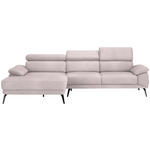ECKSOFA in Velours Hellrosa  187/295 cm  - Hellrosa/Schwarz, Design, Textil/Metall (187/295cm) - Novel