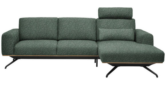 ECKSOFA in Struktur Grün 262/157 cm - Schwarz/Grün, Design, Textil/Metall (262/157cm) - Novel