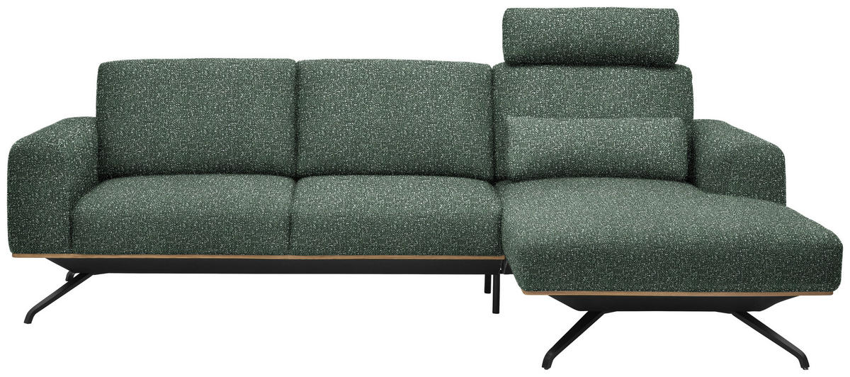 ECKSOFA in Struktur Grün  - Schwarz/Grün, Design, Textil/Metall (262/157cm) - Novel