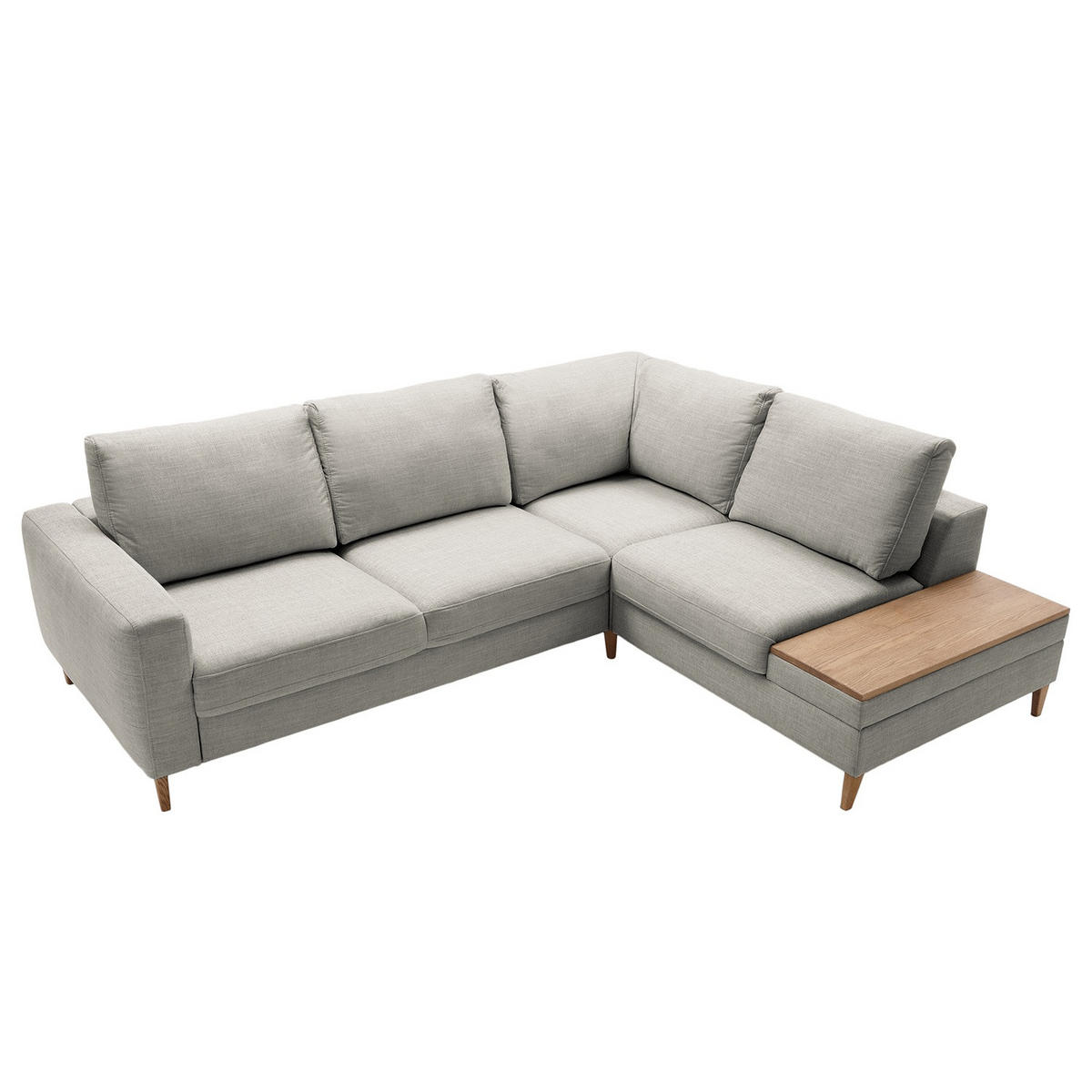 ECKSOFA in Webstoff Grau  - Eschefarben/Grau, Modern, Holz/Textil (260/90/204cm) - Trendmanufaktur