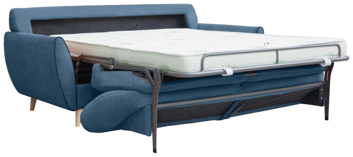 Canapea Extensibilă, lemn, metal, plastic, textil, material pe bază de lemn, albastru - albastru, Modern, plastic/lemn (192/95/100cm) - Novel