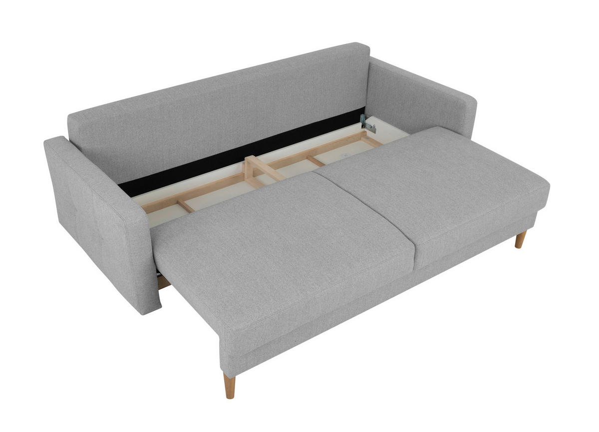 SCHLAFSOFA in Hellgrau  - Buchefarben/Hellgrau, Design, Holz/Textil (222/93/99cm) - MID.YOU