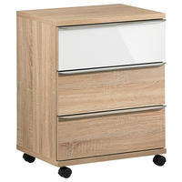 ROLLCONTAINER 51/65/40 cm  - Chromfarben/Weiss, Design, Glas/Holzwerkstoff (51/65/40cm) - Moderano