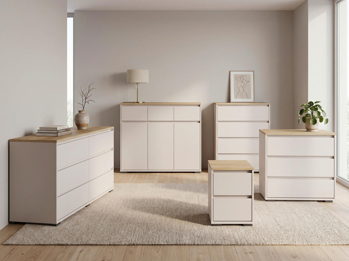 NACHTSCHRANK 40,1/54,8/48 cm  - Kaschmir/Eichefarben, Design, Holzwerkstoff/Kunststoff (40,1/54,8/48cm) - Carryhome
