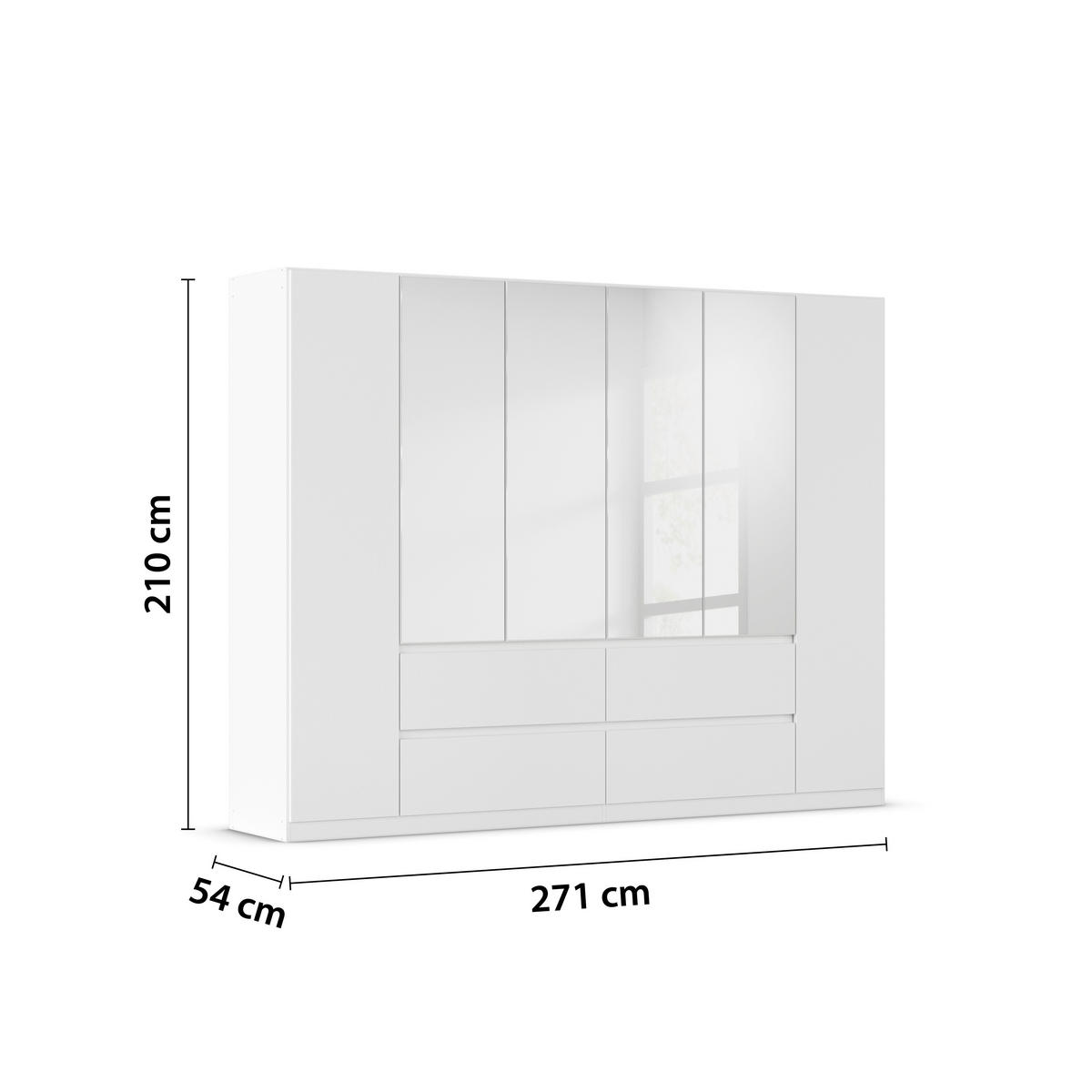 DREHTÜRENSCHRANK in Weiss, Silberfarben  - Weiss/Silberfarben, Basics, Holzwerkstoff (271/210/54cm) - Rauch Möbel