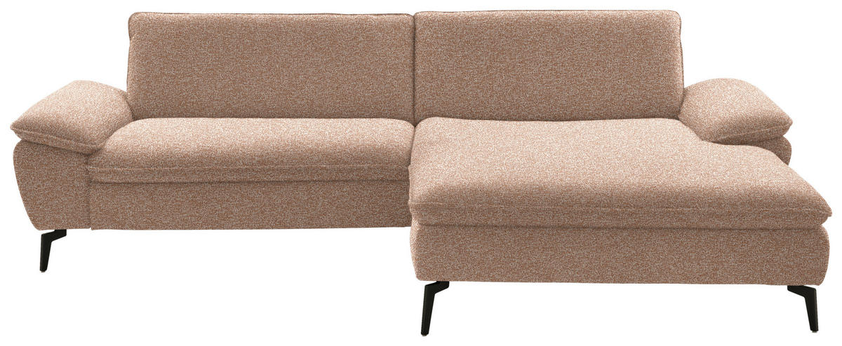 ECKSOFA in Webstoff Rotbraun  295/197 cm  - Rotbraun/Schwarz, Design, Textil/Metall (295/197cm) - Valdera