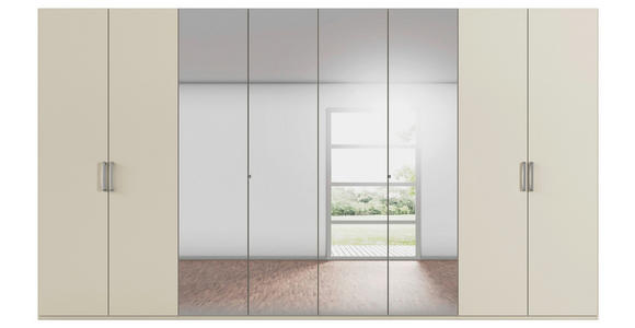 DREHTÜRENSCHRANK 400/223/61 cm,  in Champagner, 8-türig  - Chromfarben/Edelstahlfarben, Basics, Glas/Holzwerkstoff (400/223/61cm) - Novel