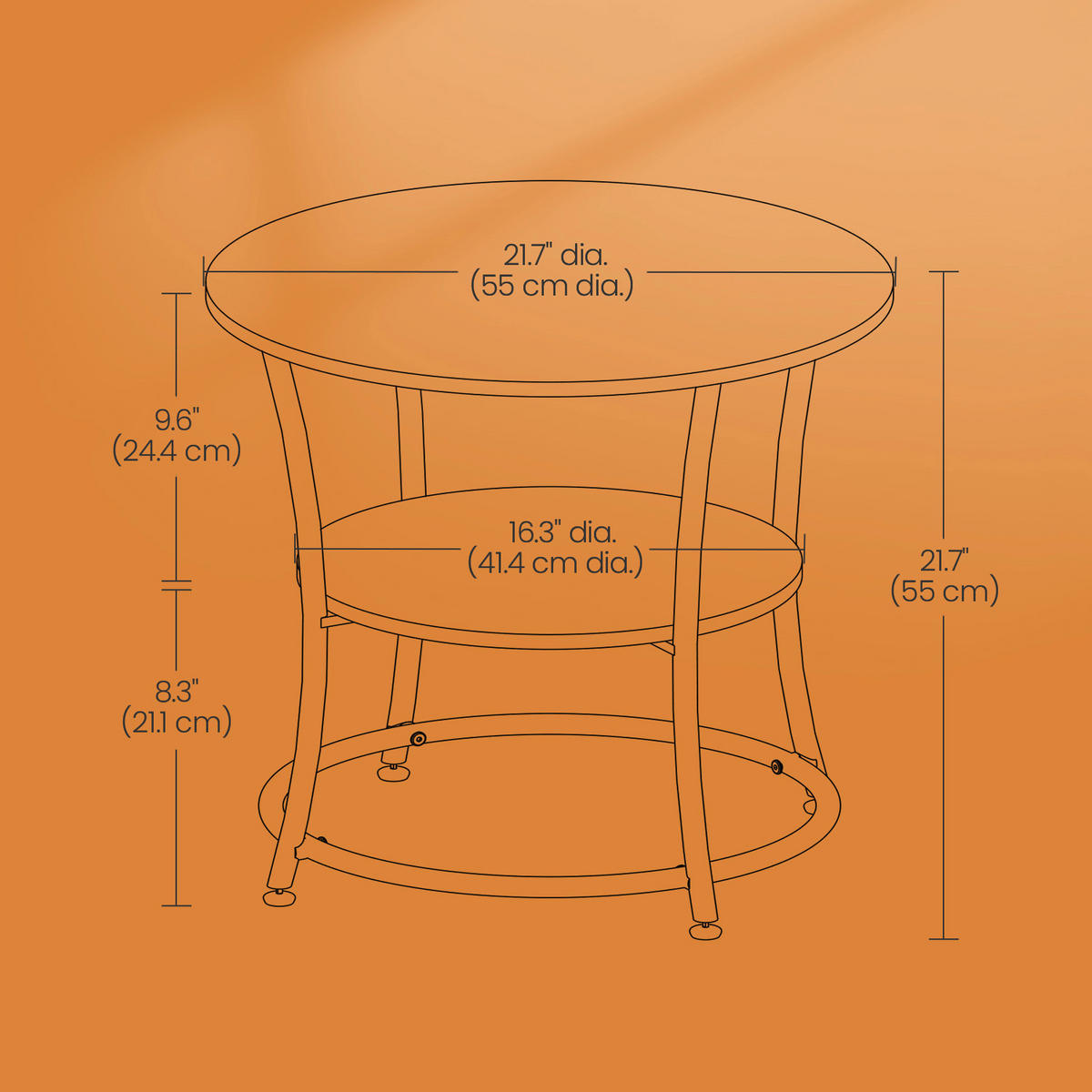 BEISTELLTISCH Braun, Schwarz rund  - Schwarz/Braun, MODERN, Holzwerkstoff/Metall (55/55/55cm) - MID.YOU