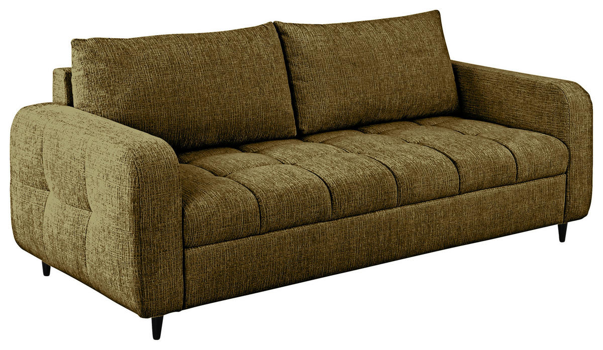 2,5-SITZER Flachgewebe Olivgrün  - Schwarz/Olivgrün, Design, Holz/Textil (209/88/101cm) - Lomoco