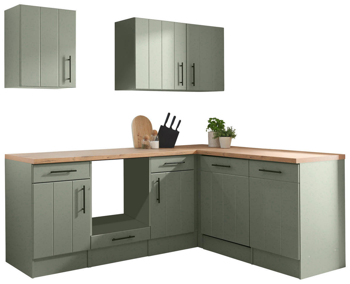 MODULKÖK UTAN VITVAROR 220 cm   i vildek, vassgrön  - vassgrön/vildek, Trend, metall/trämaterial (220cm) - Respekta