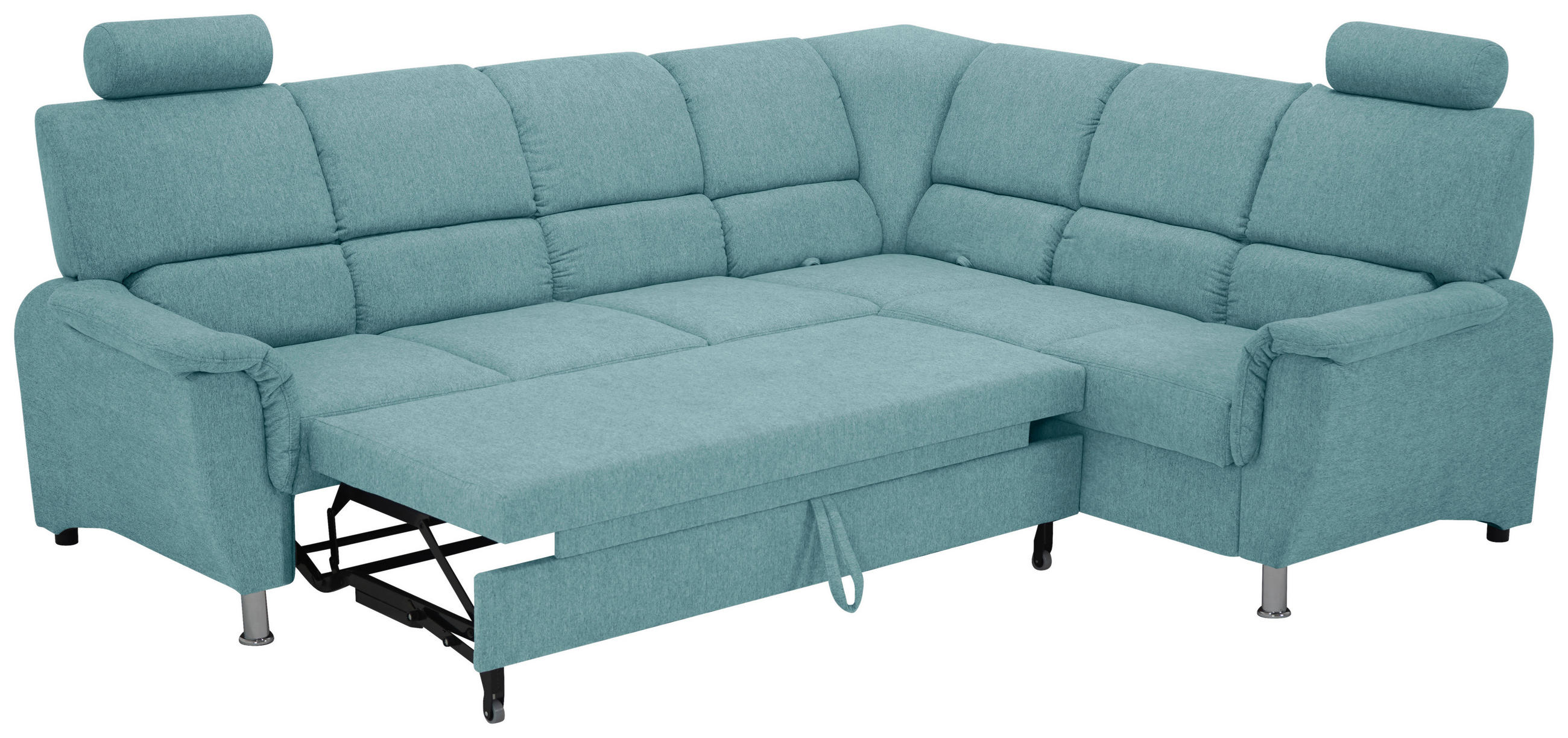 ECKSOFA in Webstoff Blau  - Blau/Silberfarben, Design, Holz/Kunststoff (270/219cm) - Livetastic